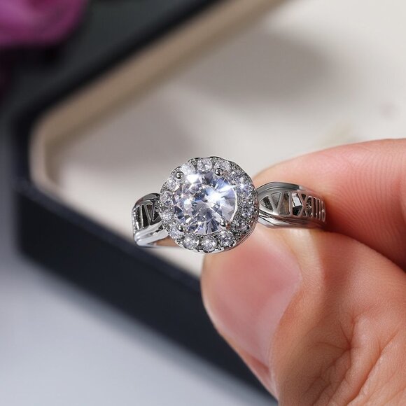 🔥14K WHITE GOLD DAINTY 💎DIAMOND FASHION ANILLOS HOLLOW BAND RING, L125 - Picture 9 of 10